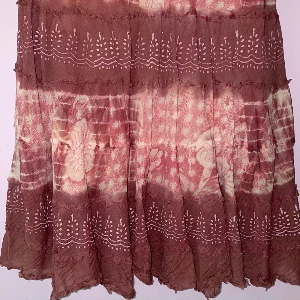 Metro Wear Skirt M Boho Blush Pink Tiered Pull On Cotton